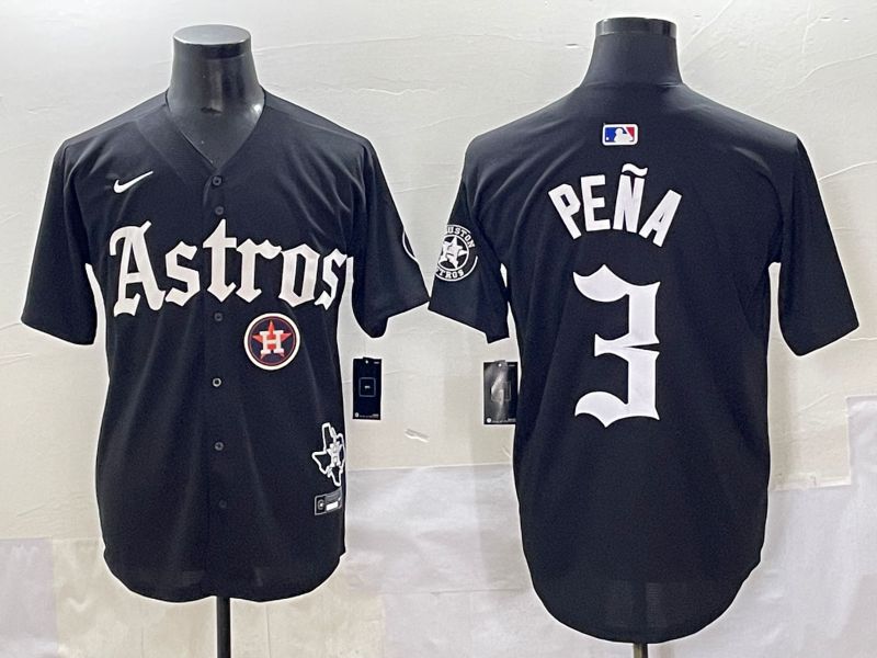 Men 2025 Houston Astros #3 Pena Black Five generations Joint Name Nike MLB Jersey style 21->houston astros->MLB Jersey